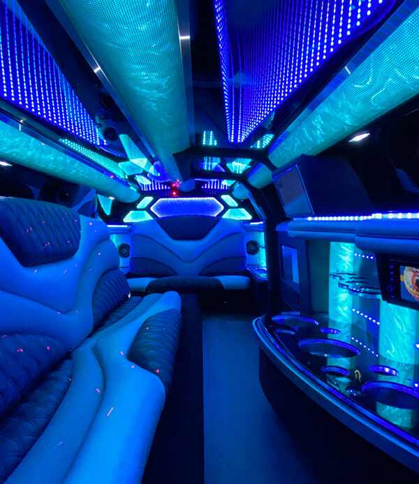 limo with blue lighting